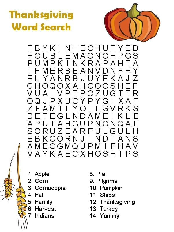 Thanksgiving Dinner Word Whizzle Search
 thanksgiving word search 1 Ideas