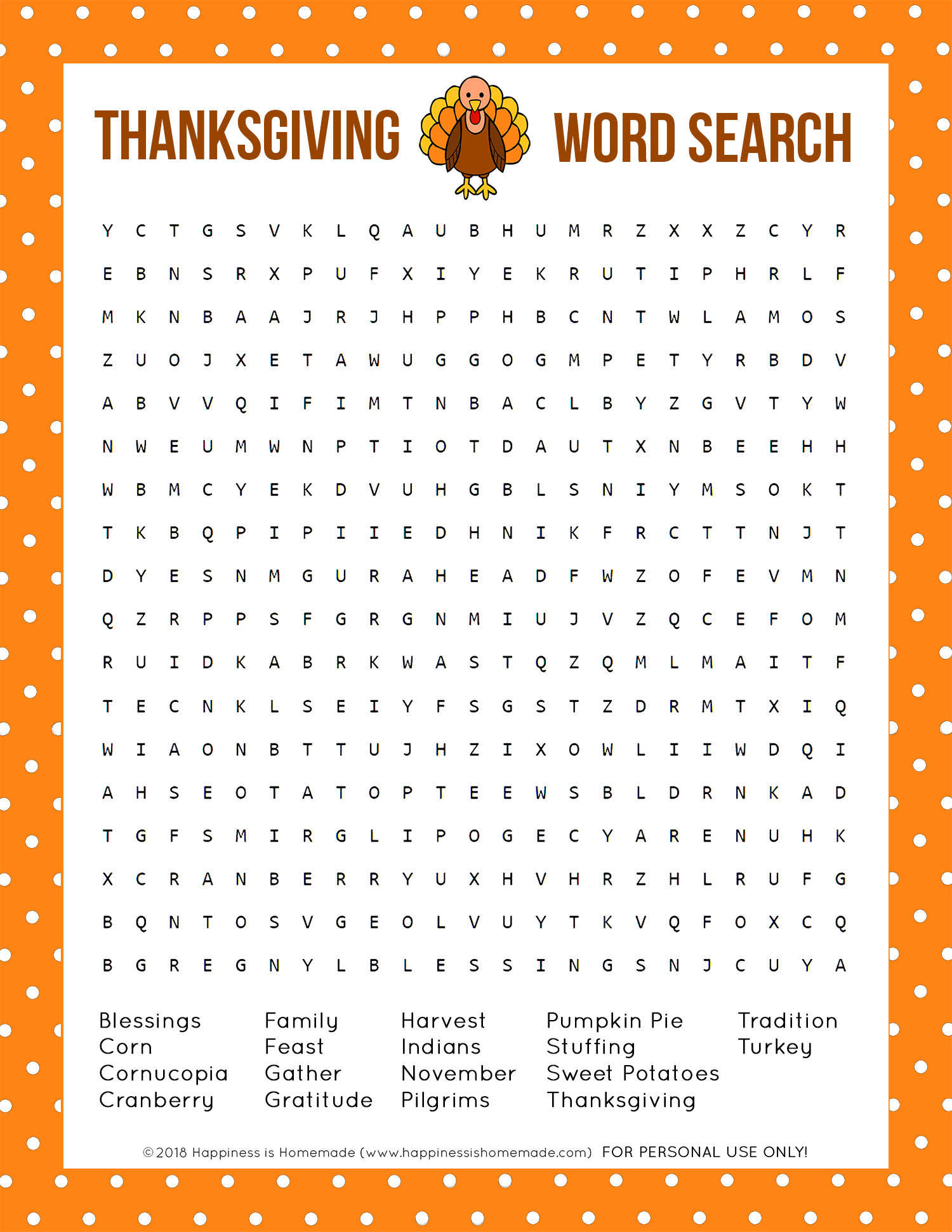 Thanksgiving Dinner Word Whizzle Search
 Thanksgiving Word Search Printable Happiness is Homemade