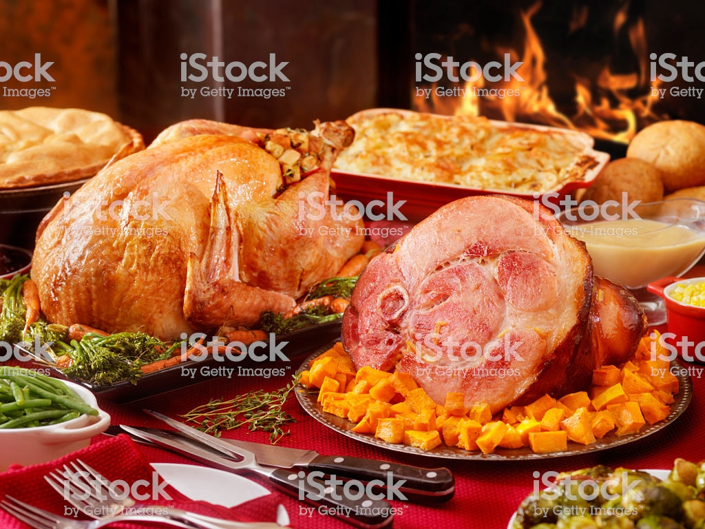 Thanksgiving Ham Dinner
 Turkey And Ham Dinner With Stuffing And All The Fixings