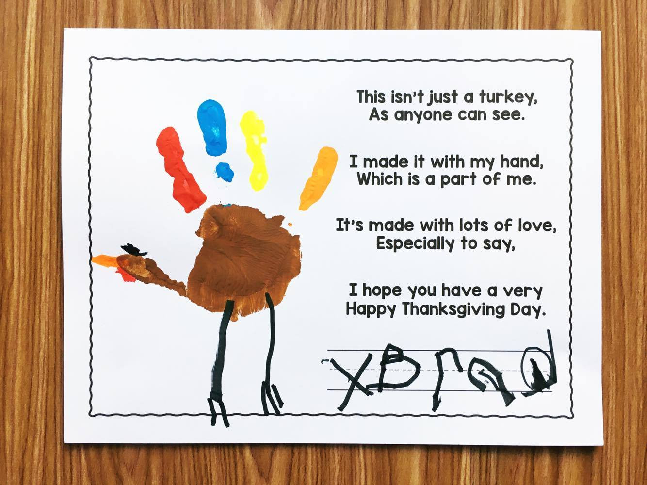 Thanksgiving Hand Turkey
 Free Turkey Handprint Poem Simply Kinder