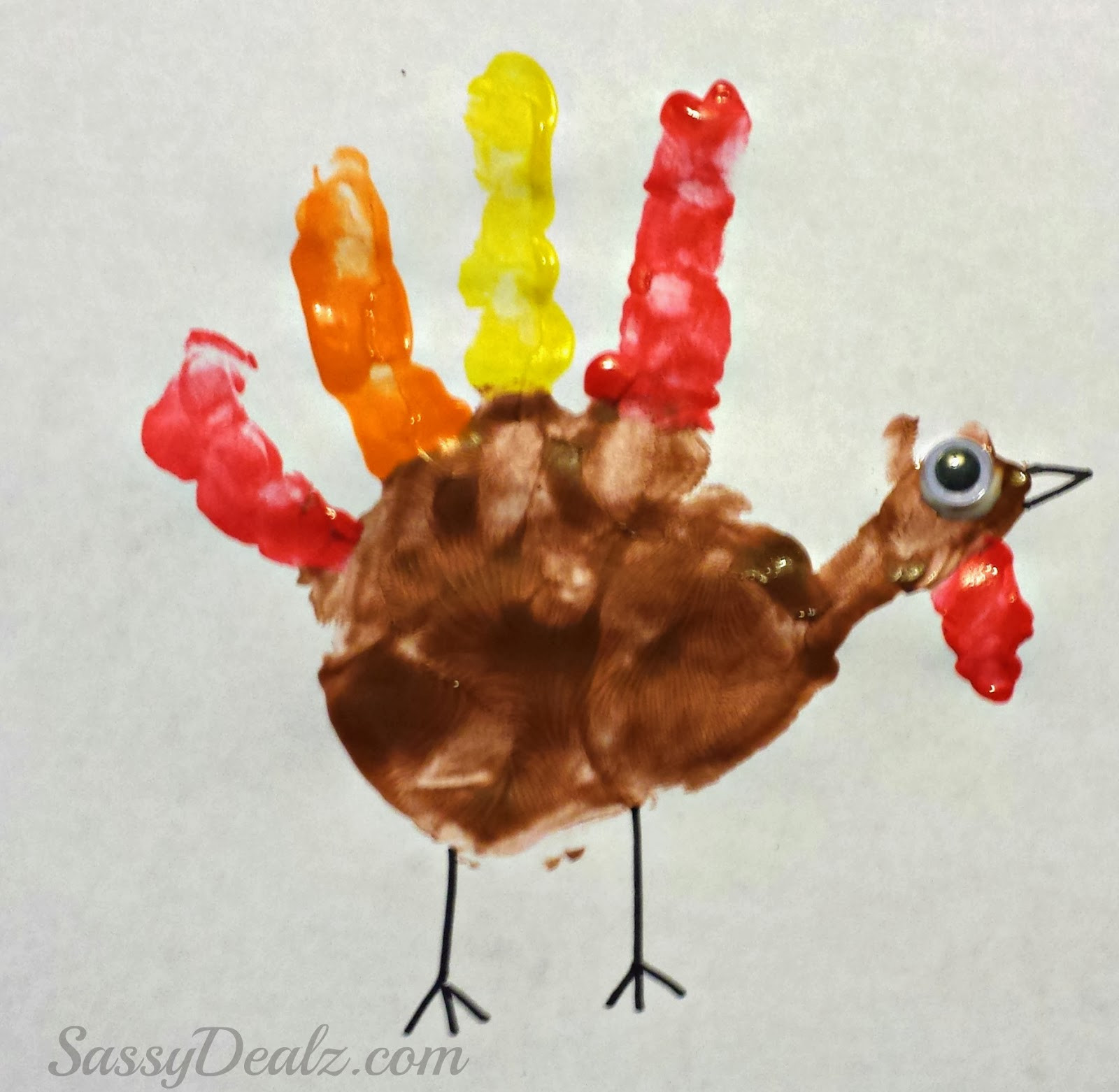 Thanksgiving Hand Turkey
 Fingerprint & Handprint Turkey Crafts For Kids on