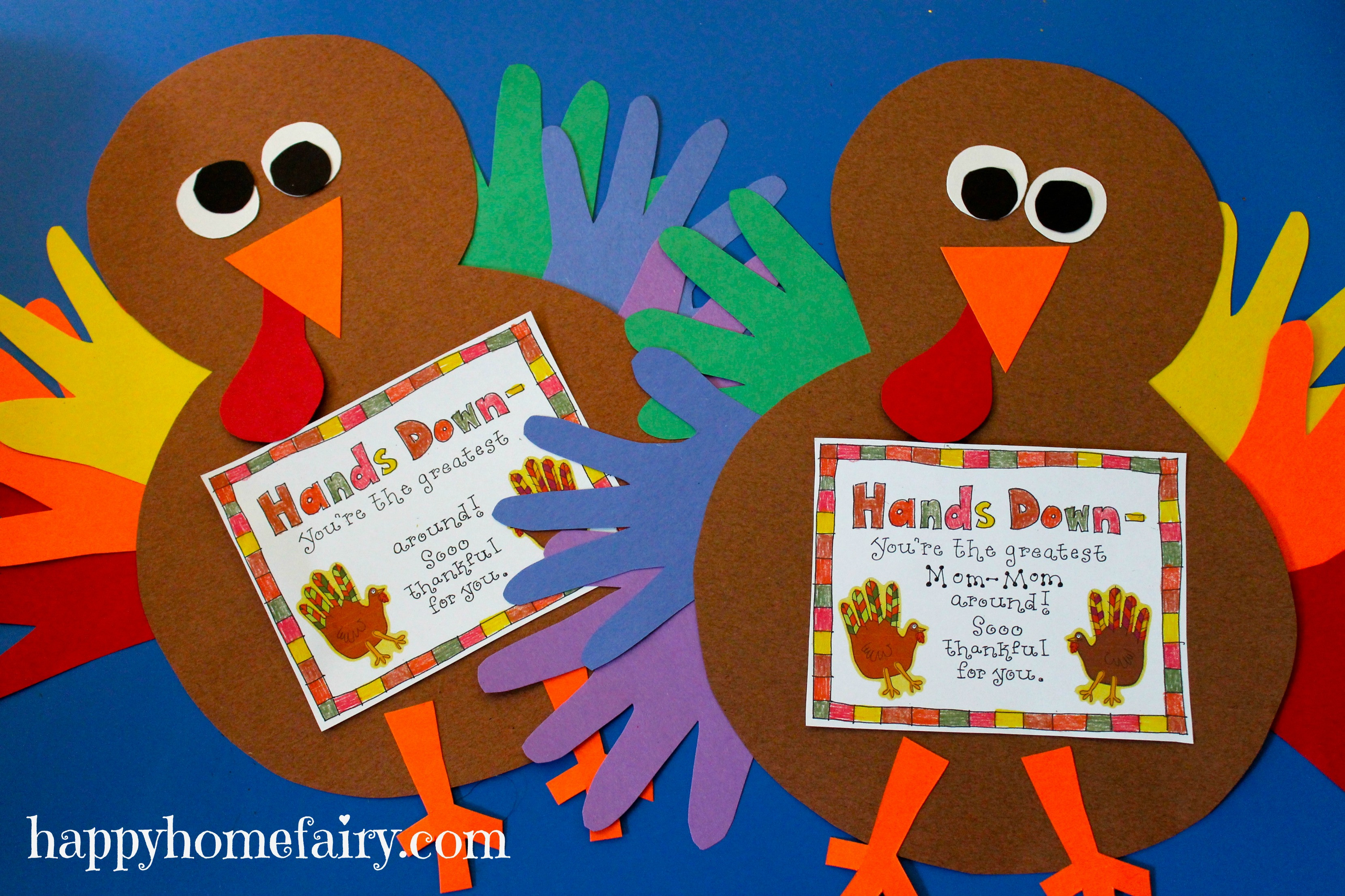 Thanksgiving Hand Turkey
 Thankful Handprint Turkey Craft FREE Printable Happy