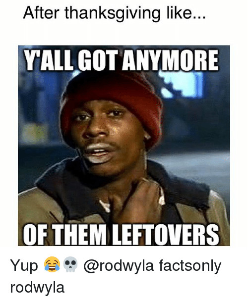 Thanksgiving Leftovers Meme
 After Thanksgiving Like YALL GOT ANYMORE OF THEM LEFTOVERS