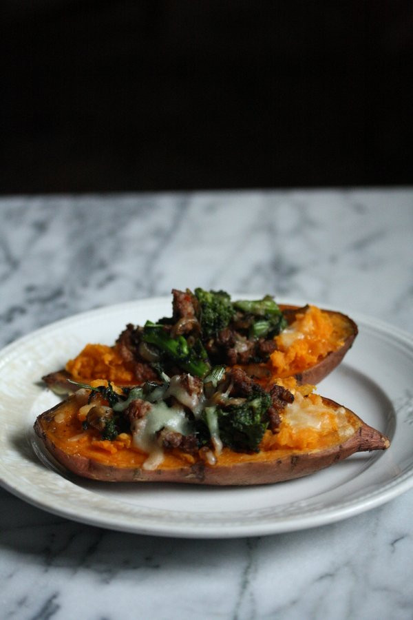 Thanksgiving Roasted Sweet Potatoes
 Healthy Baked Sweet Potato Recipe with Turkey Sausage and