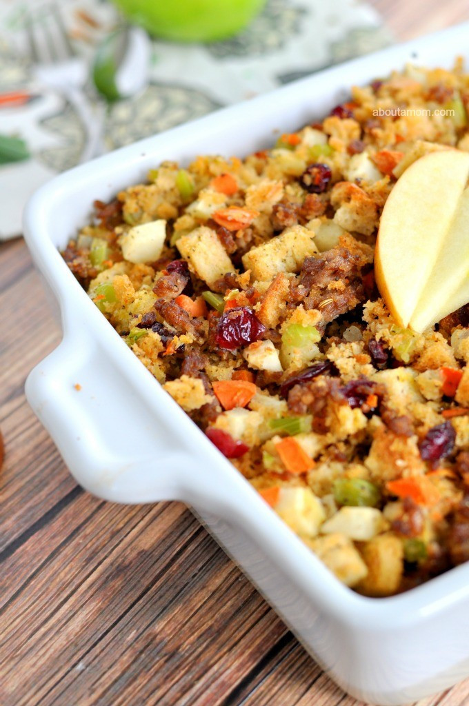 Thanksgiving Side Dishes For A Crowd
 Apple and Sausage Stuffing Recipe About A Mom