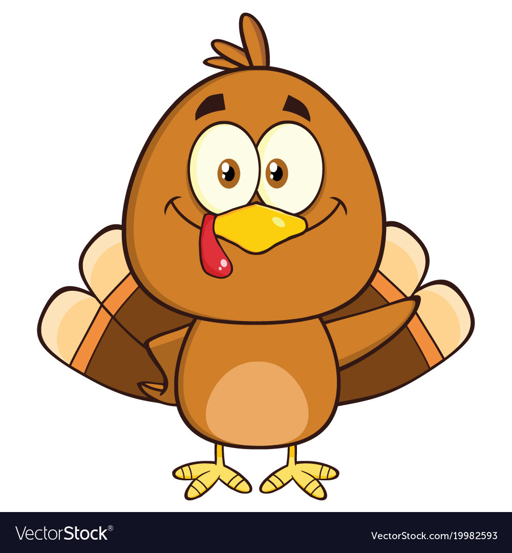 Thanksgiving Turkey Cartoon Images
 Cute turkey bird cartoon character waving Vector Image