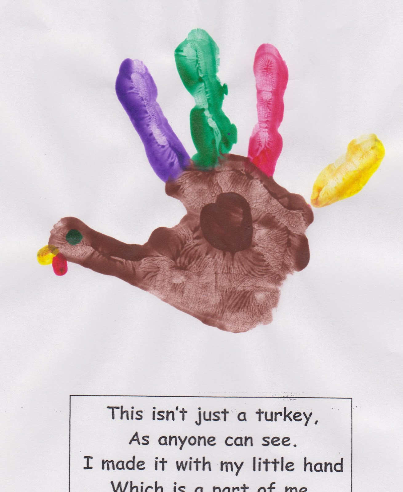 Thanksgiving Turkey Handprint
 Baby Talk Variations on Turkey Handprint Crafts for Kids