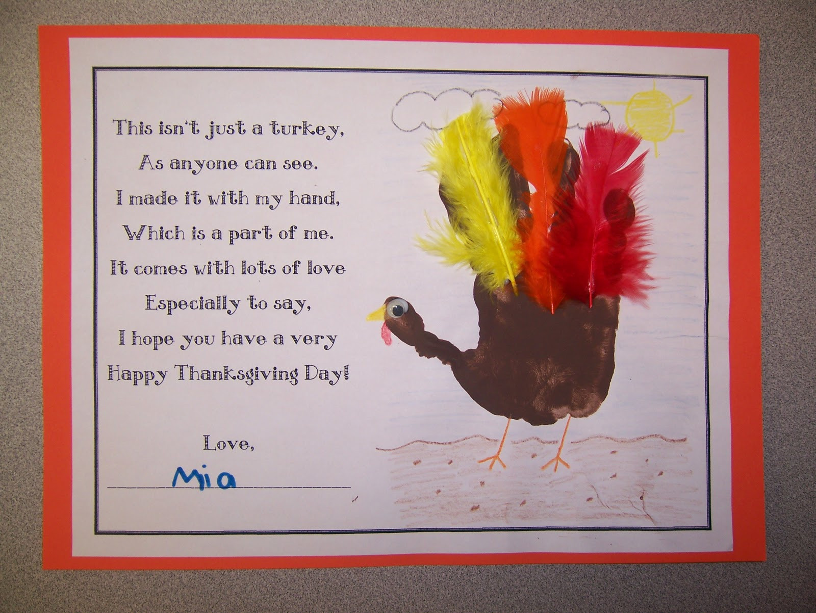 Thanksgiving Turkey Handprint
 Hooked on Teaching Nouns Turkeys and a Sale
