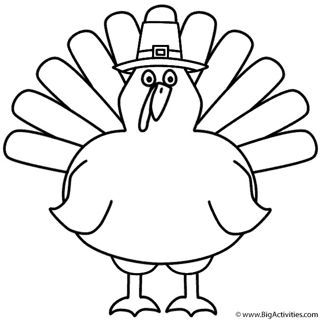 Thanksgiving Turkey Pictures To Color
 Turkey with Pilgrim Hat Coloring Page Thanksgiving