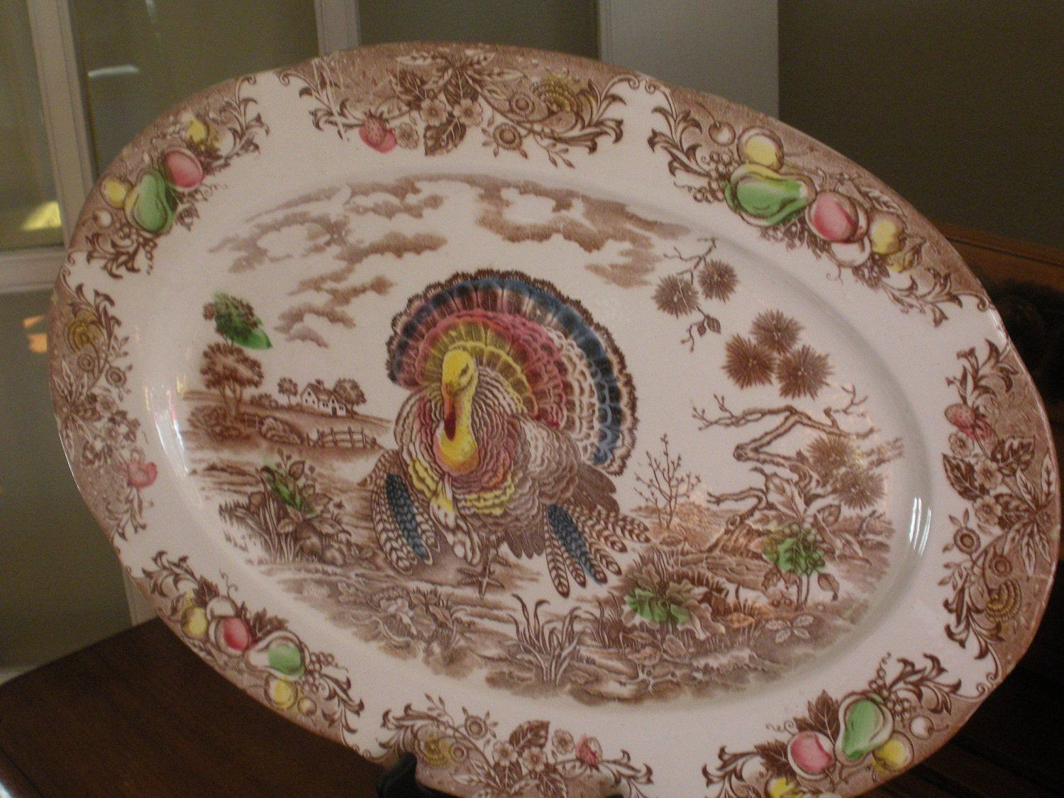 Thanksgiving Turkey Platter
 Vintage Thanksgiving Turkey Platter Made in Japan Hand Painted