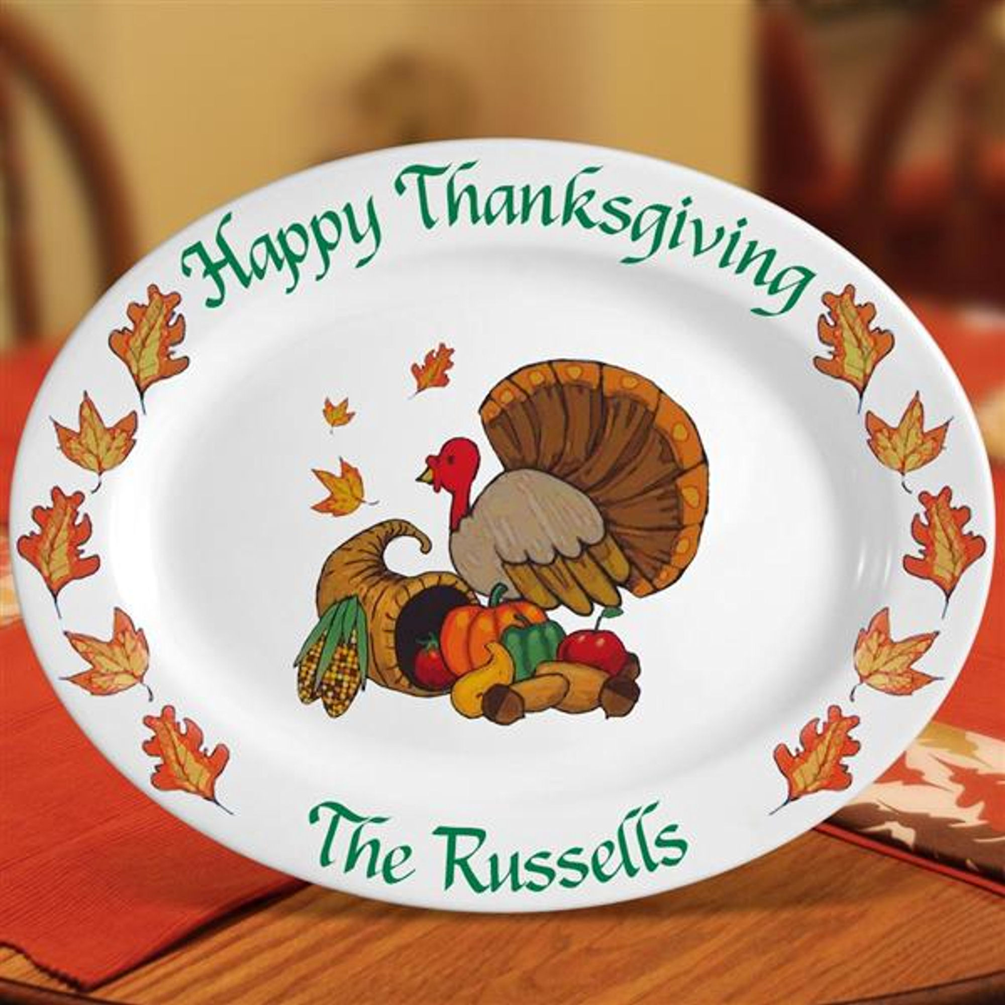 Thanksgiving Turkey Platter
 Personalized Thanksgiving Turkey Platter 16 5 Oval