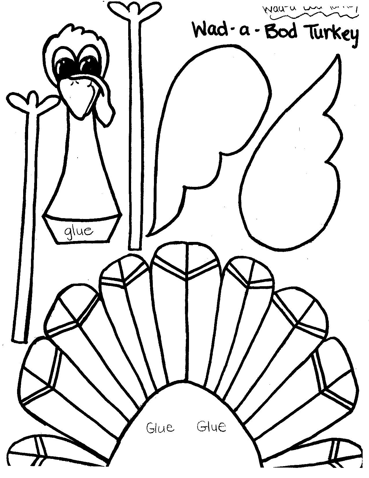 Thanksgiving Turkey Template
 Printable Thanksgiving Crafts and Activities for Kids