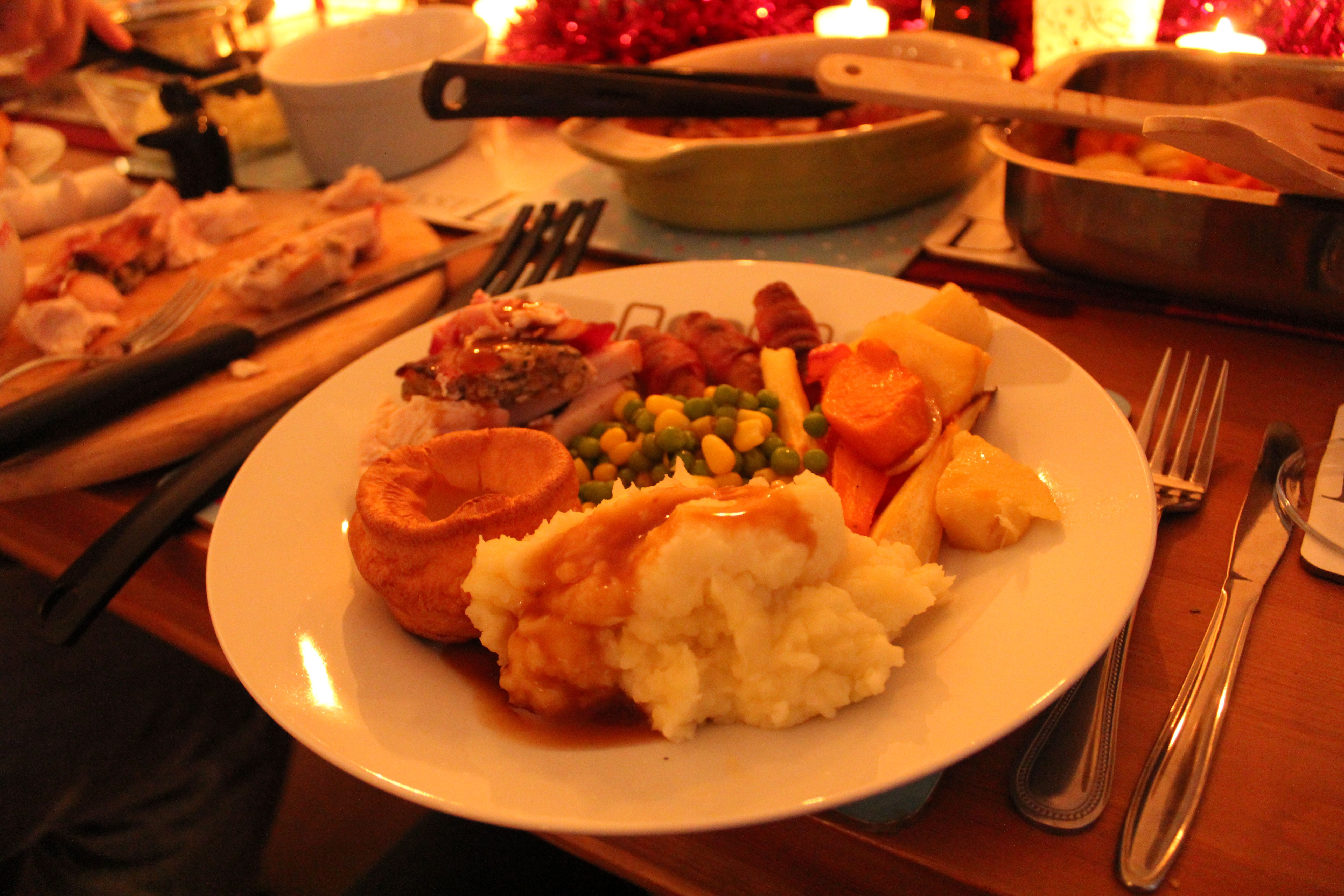 Traditional British Christmas Dinner
 English Traditional Christmas Dinner