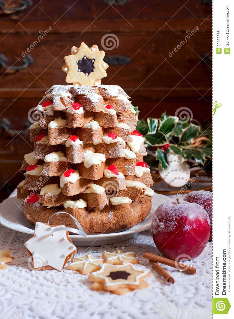 Traditional Christmas Sweet Bread
 Christmas Tree Pandoro Royalty Free Stock Image Image