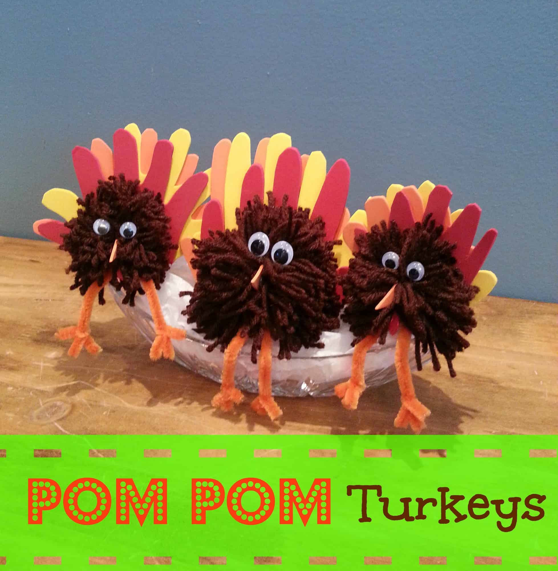 Turkey Centerpieces Thanksgiving
 Easy Thanksgiving Craft Pom Pom Turkey Centerpiece