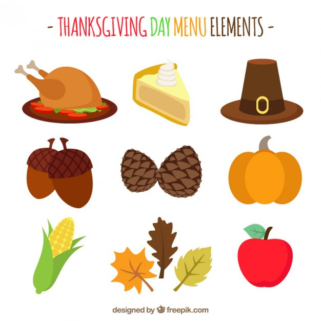 Turkey Icon For Thanksgiving
 Thanksgiving flat icons set Vector