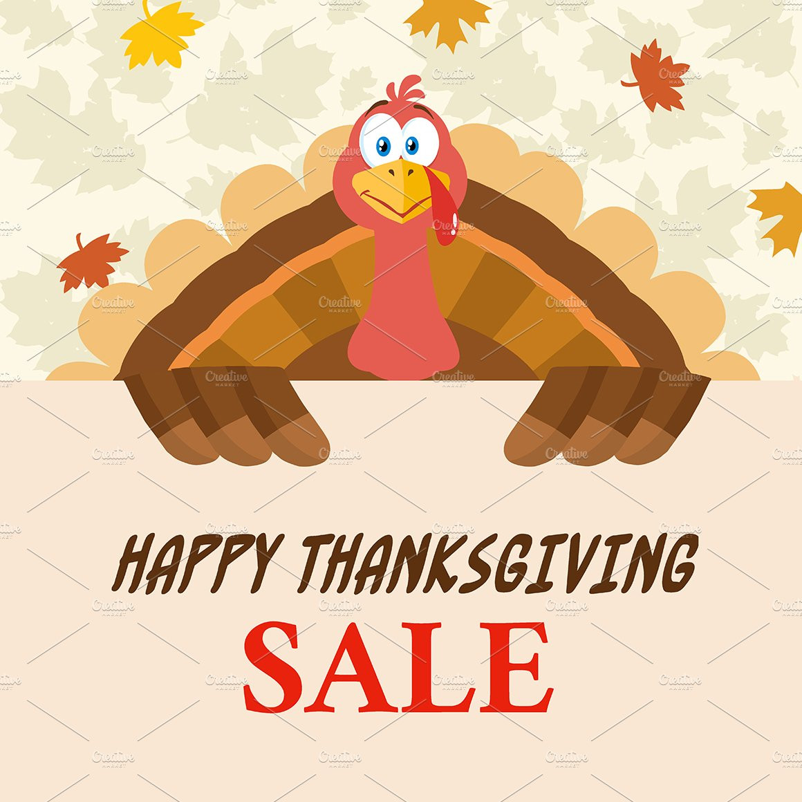 Turkey Sales For Thanksgiving
 Turkey With Thanksgiving Sale Sign Illustrations