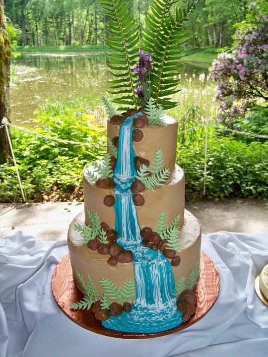 Waterfall Wedding Cakes
 Waterfall wedding cake with ferns