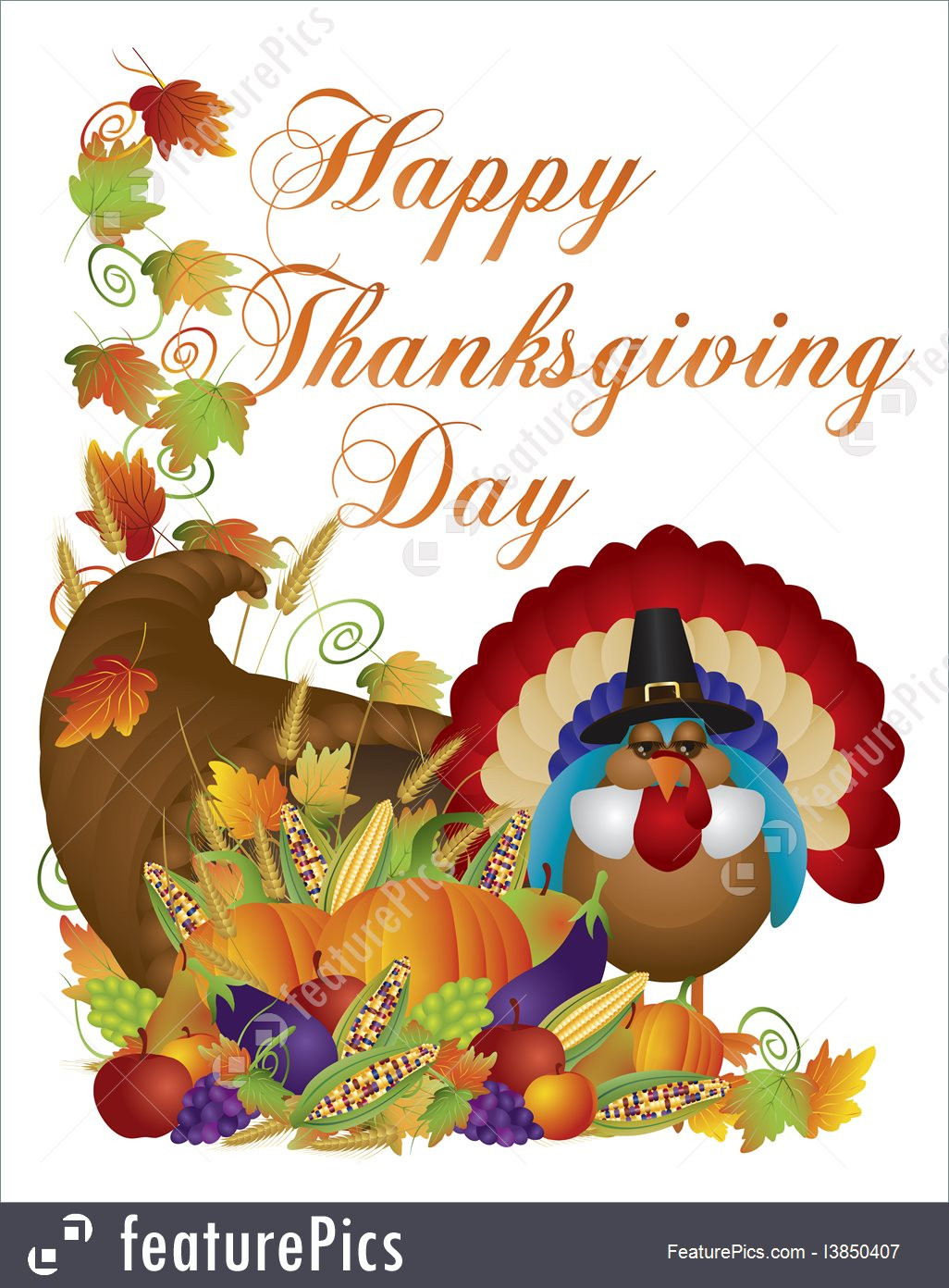 When Should I Buy My Turkey For Thanksgiving
 Illustration Happy Thanksgiving Day Cornucopia Turkey